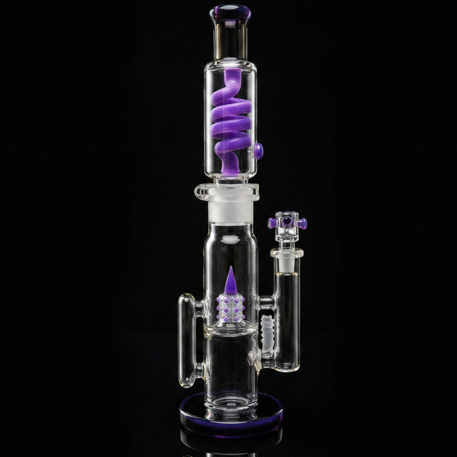 Detachable Freeze Coil Sprinkler Grid Perc Bong 16.5" with high-quality glass and innovative design.