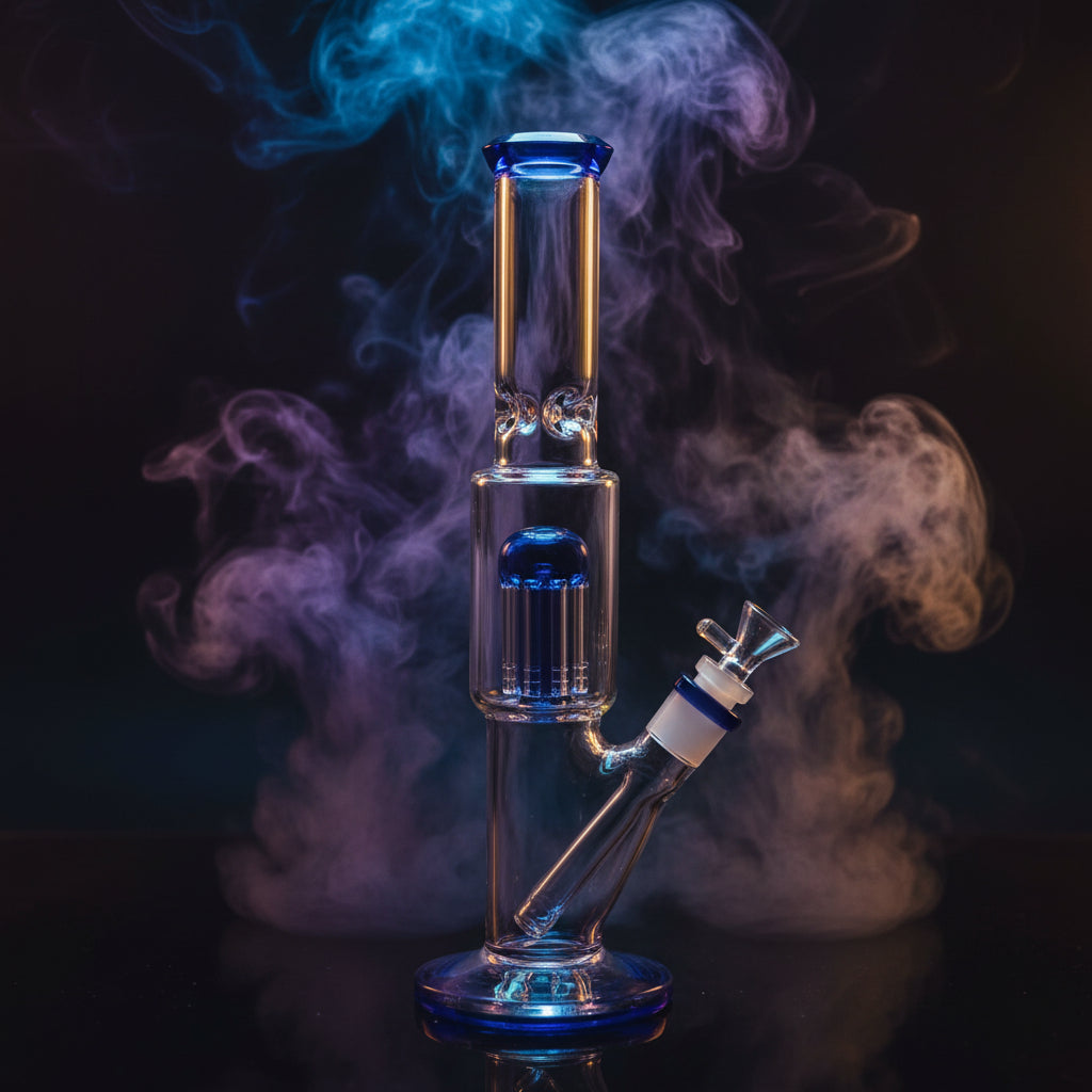 Bong | Straight Tube W/ 8-arm Tree Perc Bong 12"