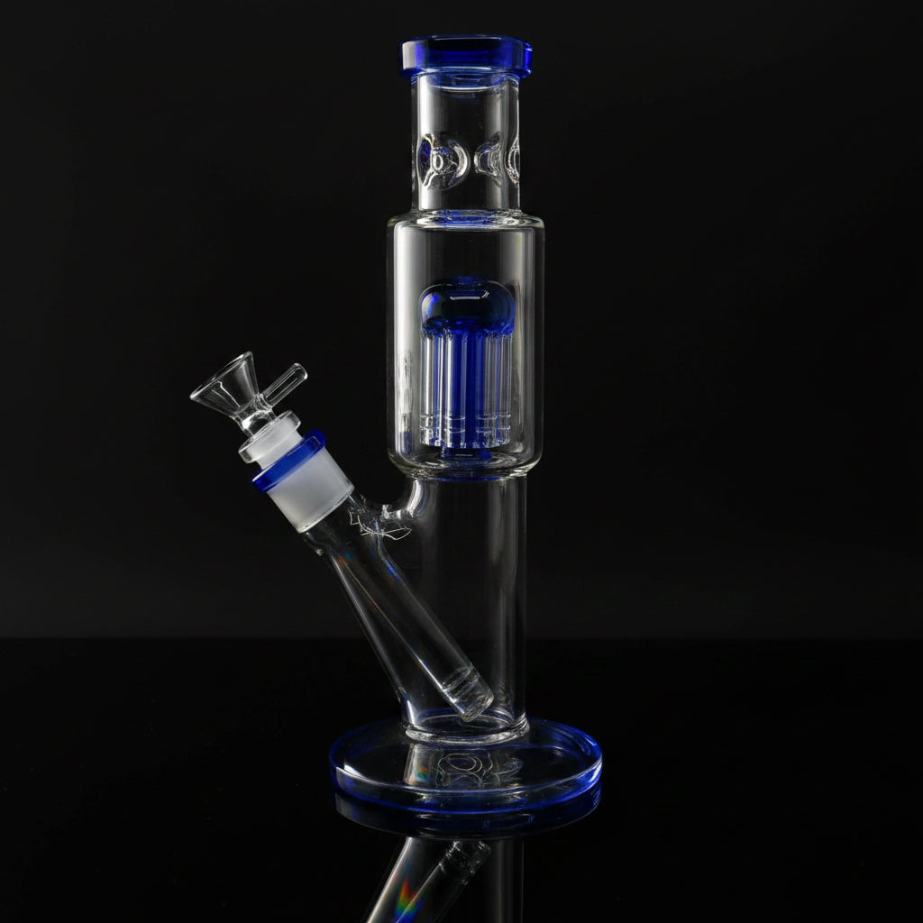 Bong | Straight Tube W/ 8-arm Tree Perc Bong 12"