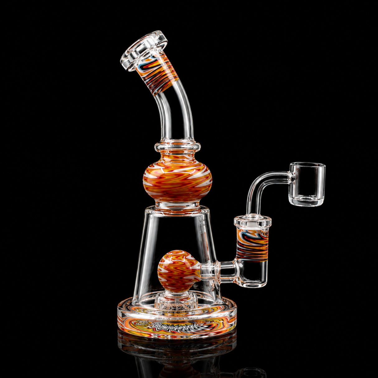7 Inch Swirl Glass Dab Rig with Marble Perc | SmokeMEGA