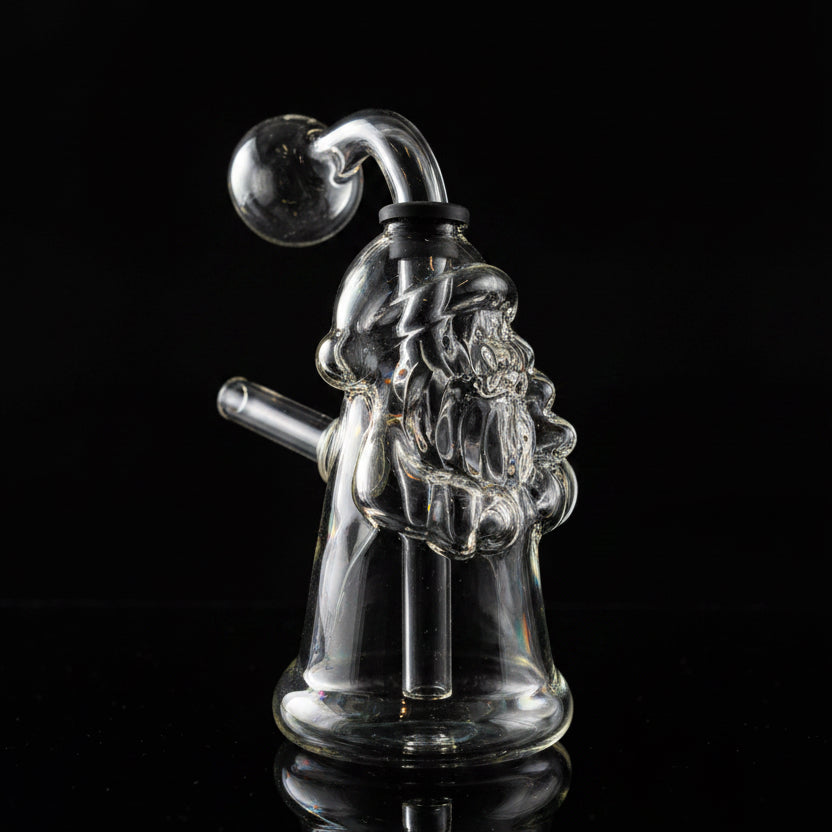 CLEAR GLASS DOUBLE SIDED SKULL OIL RIG - SmokeMEGA