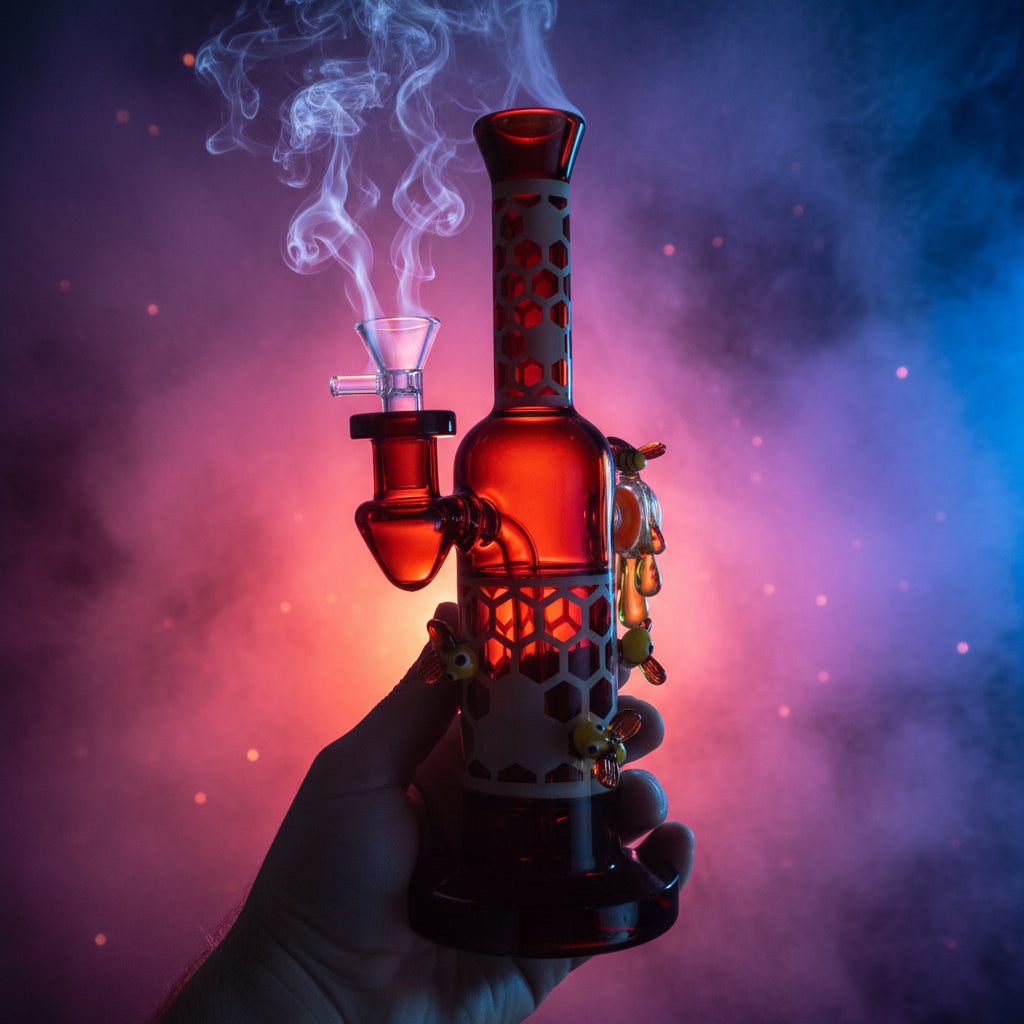 Dab Rig | Straight Horned Eye Honeycomb Dab Rig 10"