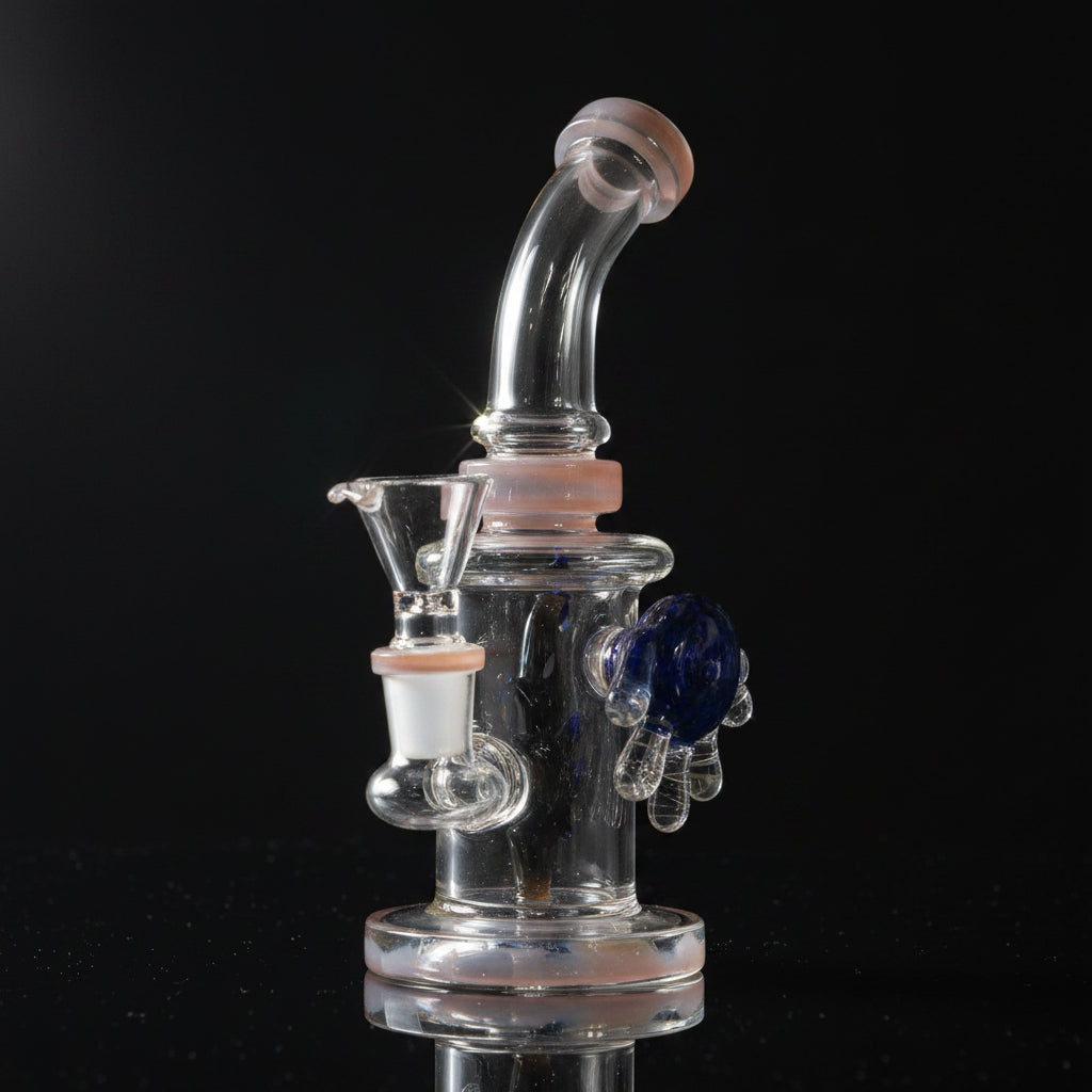 7" Metallic Fish Perc Bent Dab Rig with bent neck design and fish perc for smooth filtration.