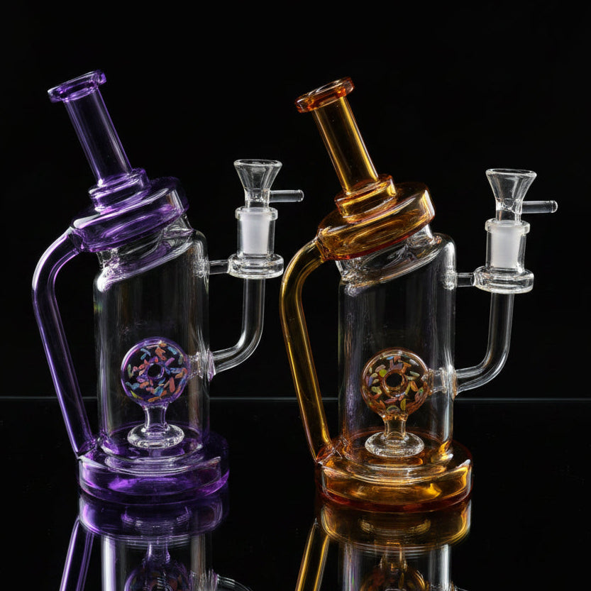 8.5" Donut Shape Dab Rig in borosilicate glass, offering unique design and smooth hits.