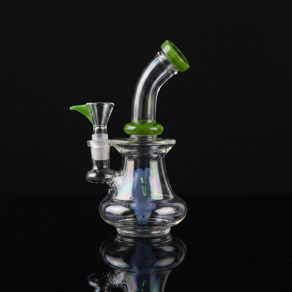 8" Angry Bird Insert Bent Dab Rig with borosilicate glass and unique design