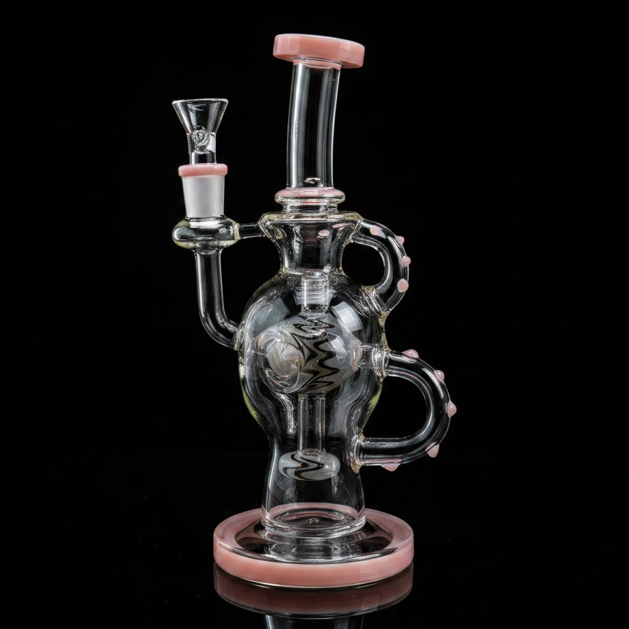 Dab Rig | Hollow Base Cylinder Recycler Glass Water Pipe 8.5"