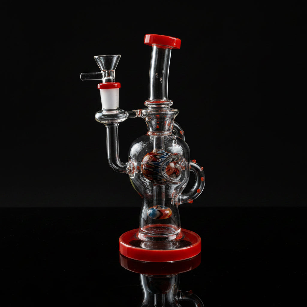 Dab Rig | Hollow Base Cylinder Recycler Glass Water Pipe 8.5"