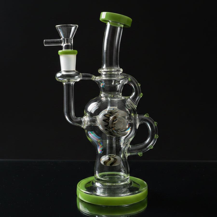 Dab Rig | Hollow Base Cylinder Recycler Glass Water Pipe 8.5"