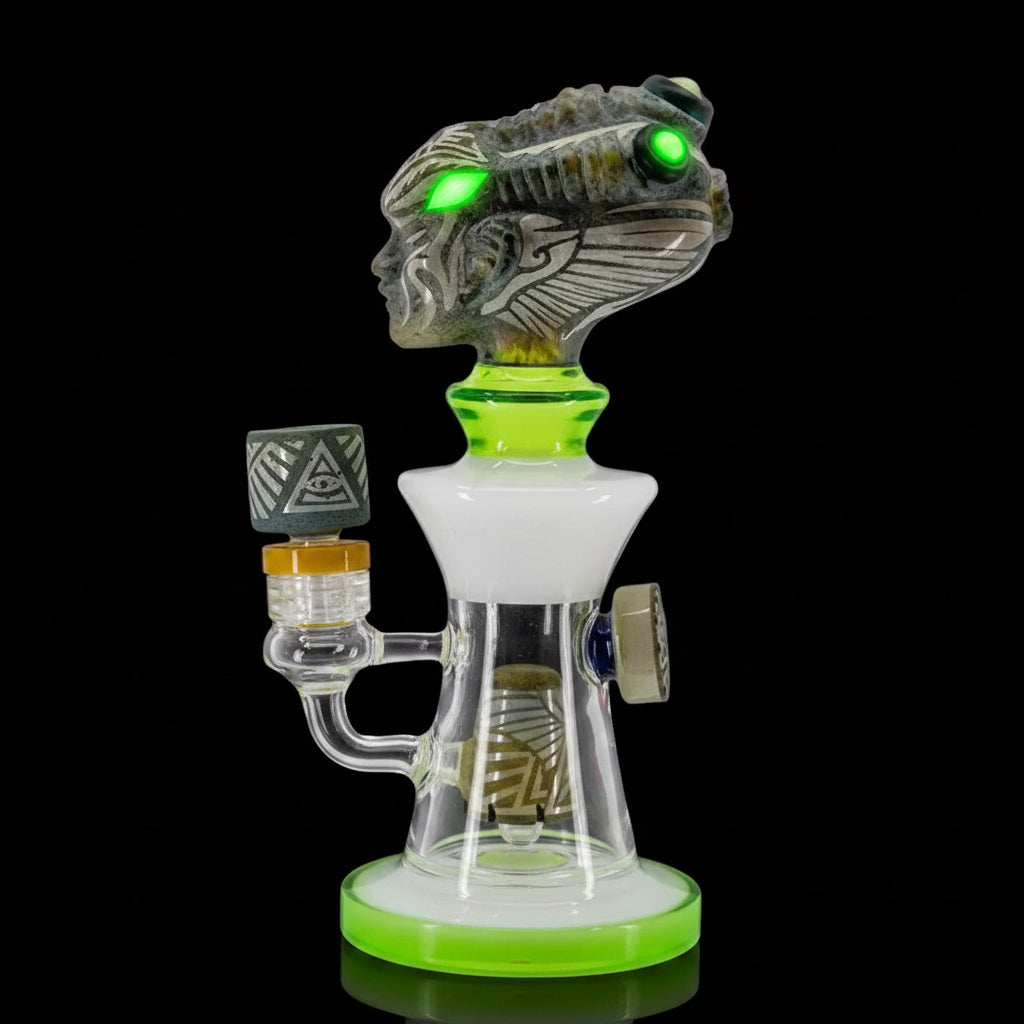 Deep Sandblasted Alien Head Dab Rig - SmokeMEGA