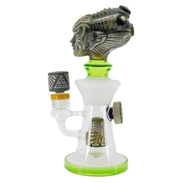 Deep Sandblasted Alien Head Dab Rig - SmokeMEGA
