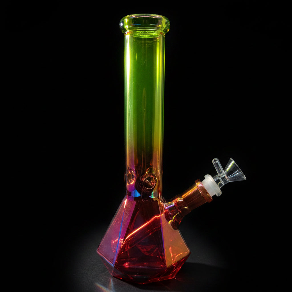 Electroplated Hexagon Base 10" Glass Bong - Vibrant Assorted Colors