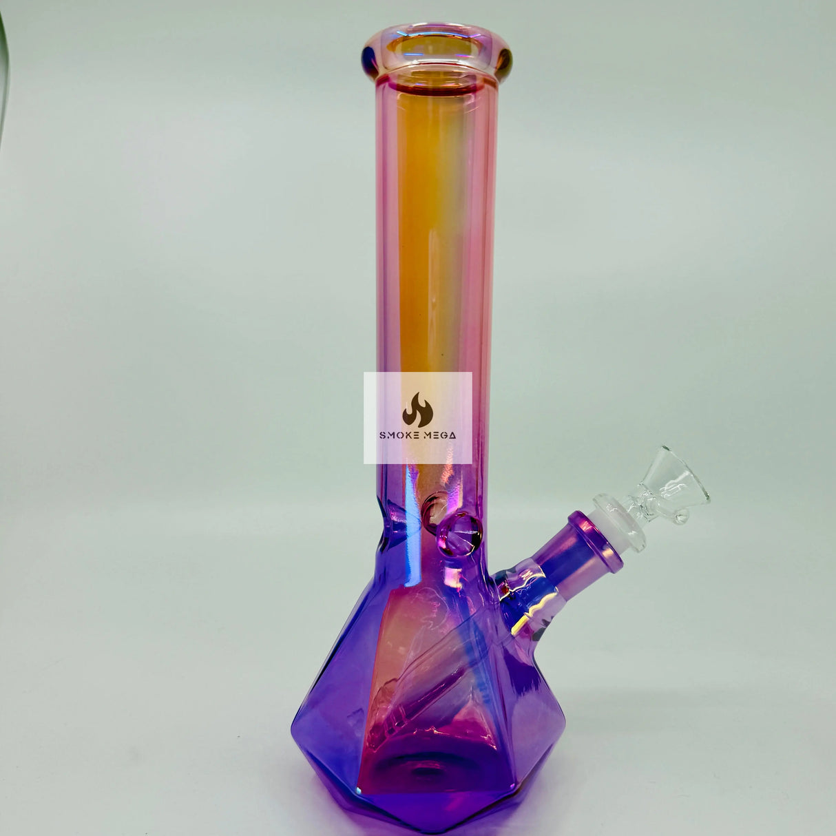 Electroplated Hexagon Base 10" Glass Bong - Vibrant Assorted Colors