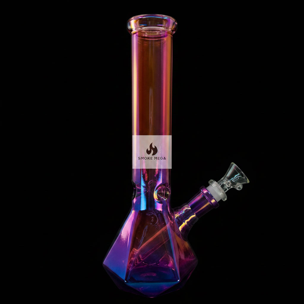 Electroplated Hexagon Base 10" Glass Bong - Vibrant Assorted Colors