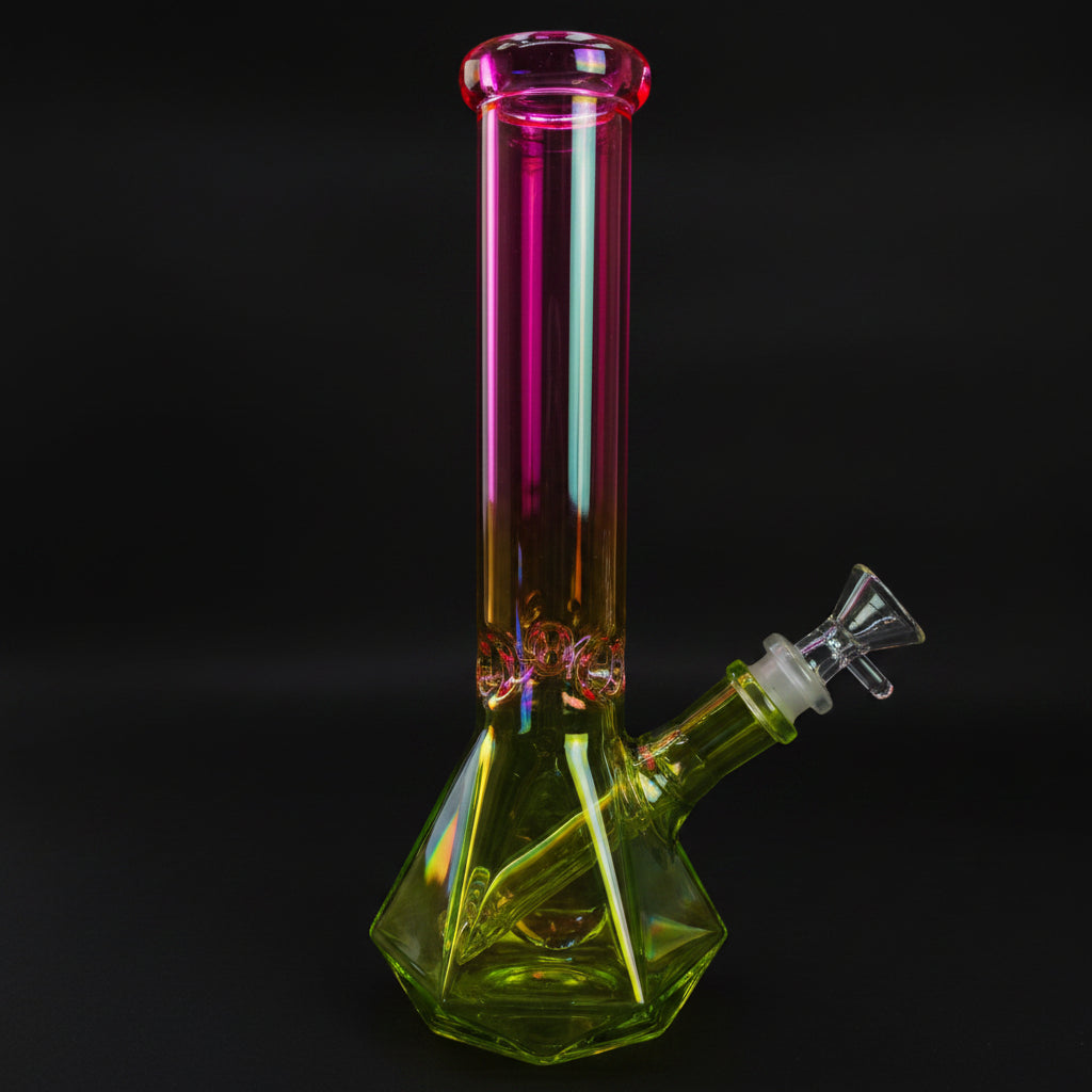 Electroplated Hexagon Base 10" Glass Bong - Vibrant Assorted Colors