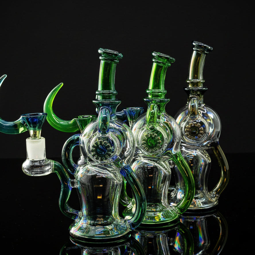 Fancy dab rig with double wheel on site aesthetic design - SmokeMEGA