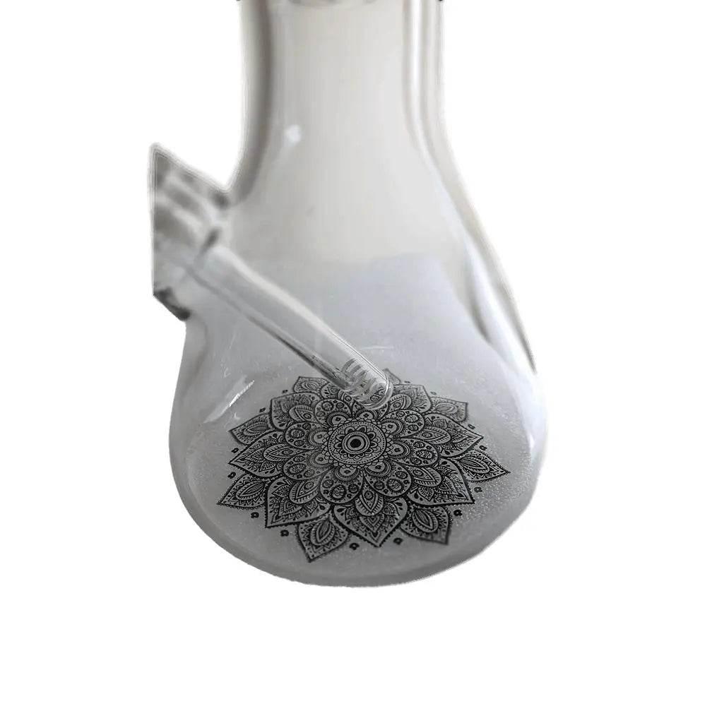 Flower Design Bong | 16 Inch Thick Z-Shaped Twisted Glass Bong - SmokeMEGA