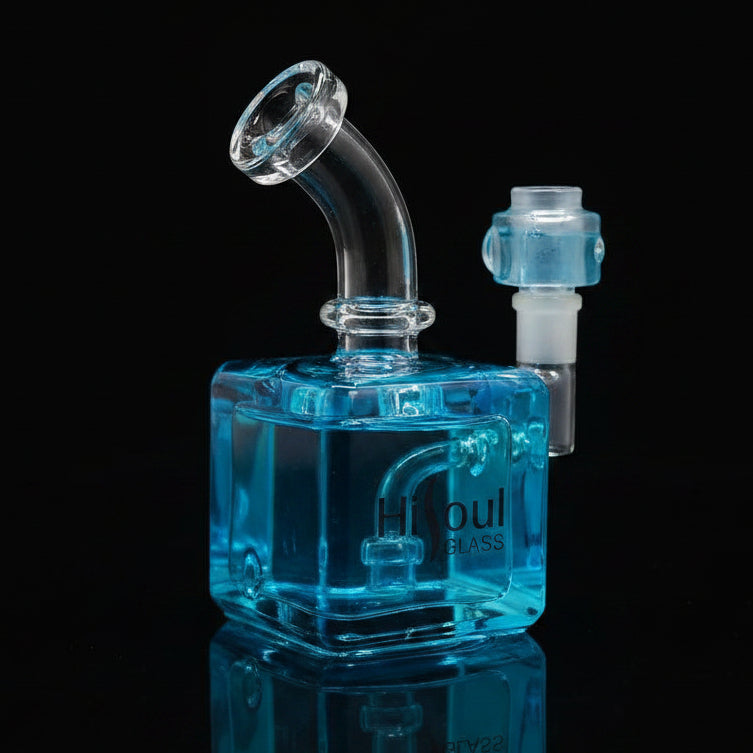 Freezable Water Pipe 7" HiSoul Cube Glass, compact design, unique cube shape, smooth smoking experience