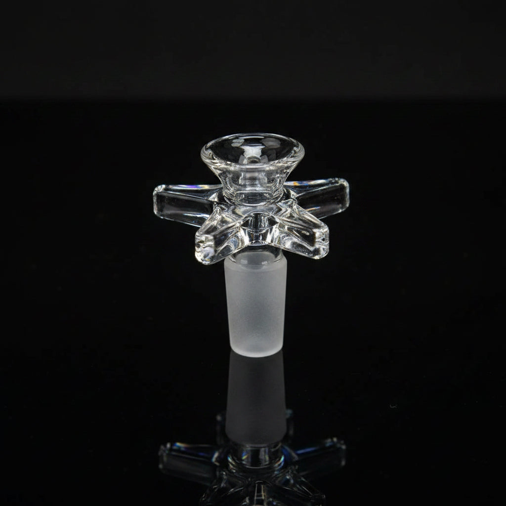 GLASS BOWL | Thick glass bowl with star handle - SmokeMEGA