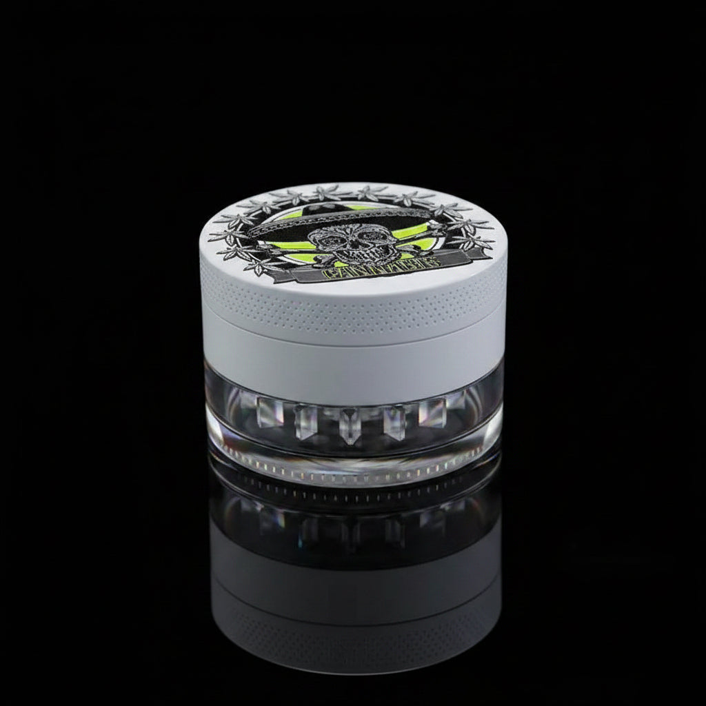GRINDER | 4 Part Heavy Metal White Cannabis Grinder - SmokeMEGA