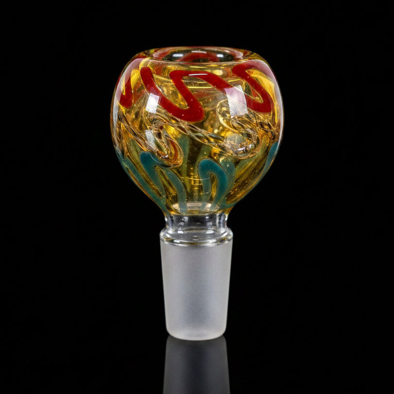 Glass Bowls | 14mm Swirl Striped Frit Bowls - SmokeMEGA