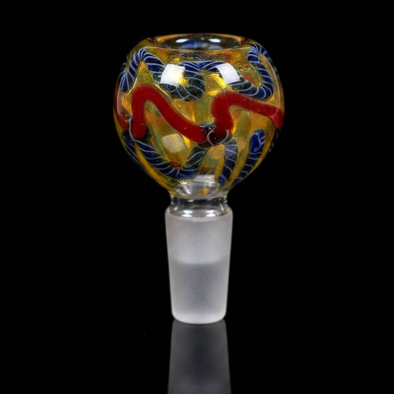 Glass Bowls | 14mm Swirl Striped Frit Bowls - SmokeMEGA