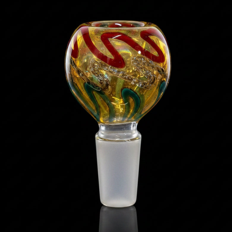 Glass Bowls | 14mm Swirl Striped Frit Bowls - SmokeMEGA
