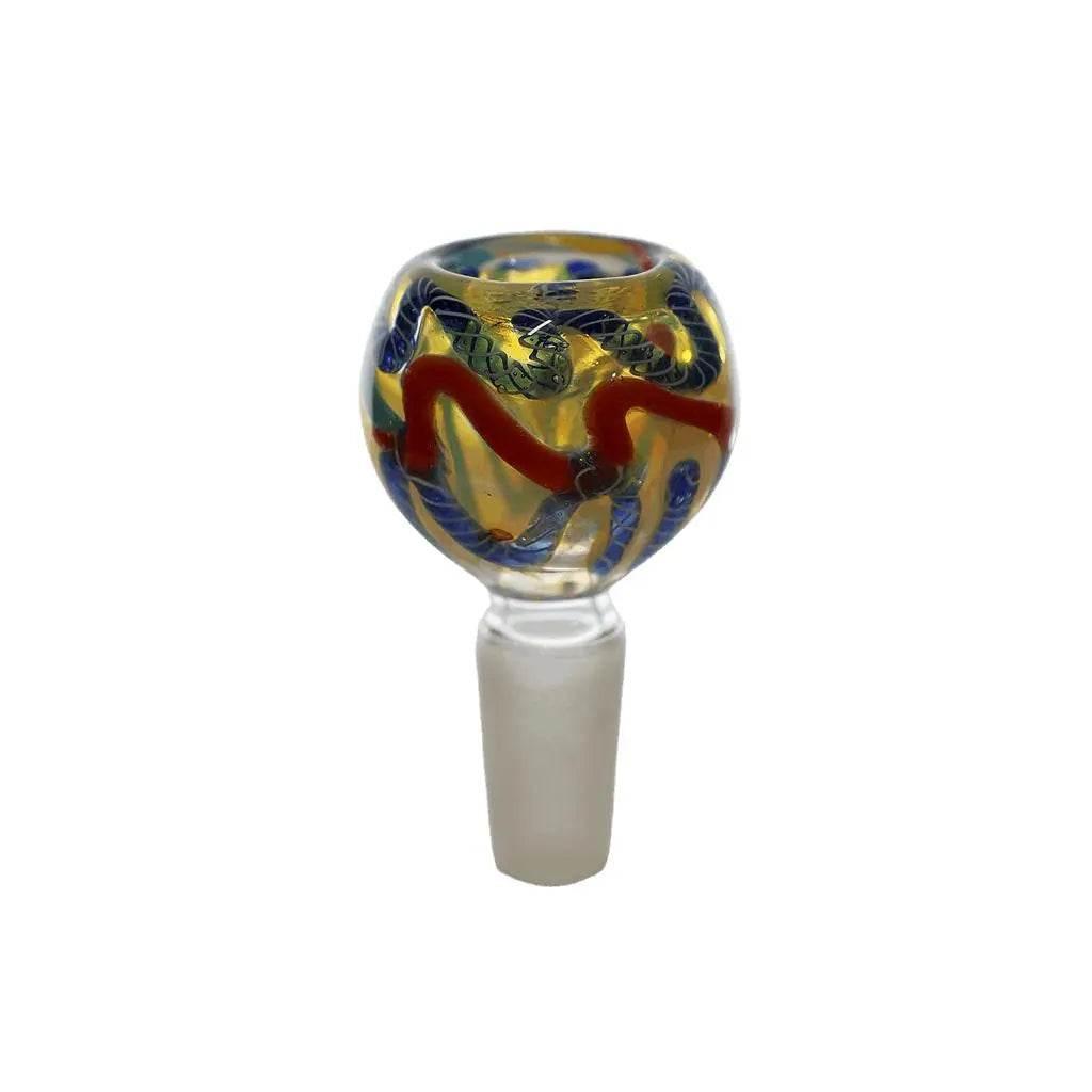 Glass Bowls | 14mm Swirl Striped Frit Bowls - SmokeMEGA