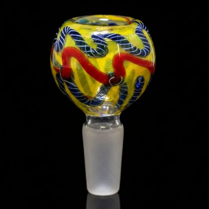 Glass Bowls | 14mm Swirl Striped Frit Bowls - SmokeMEGA