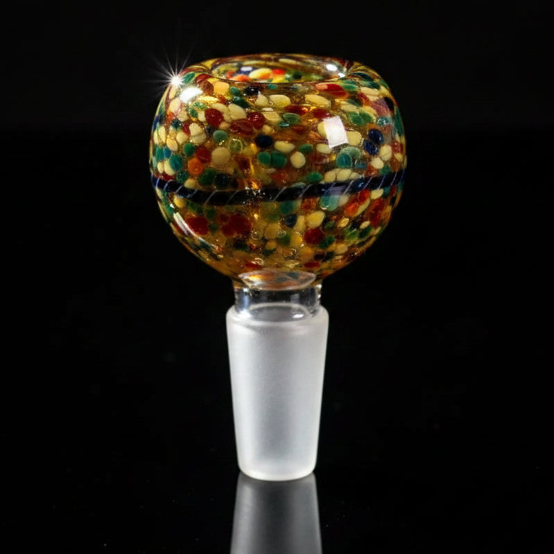 Glass Bowls | 14mm Swirl Striped Frit Bowls - SmokeMEGA