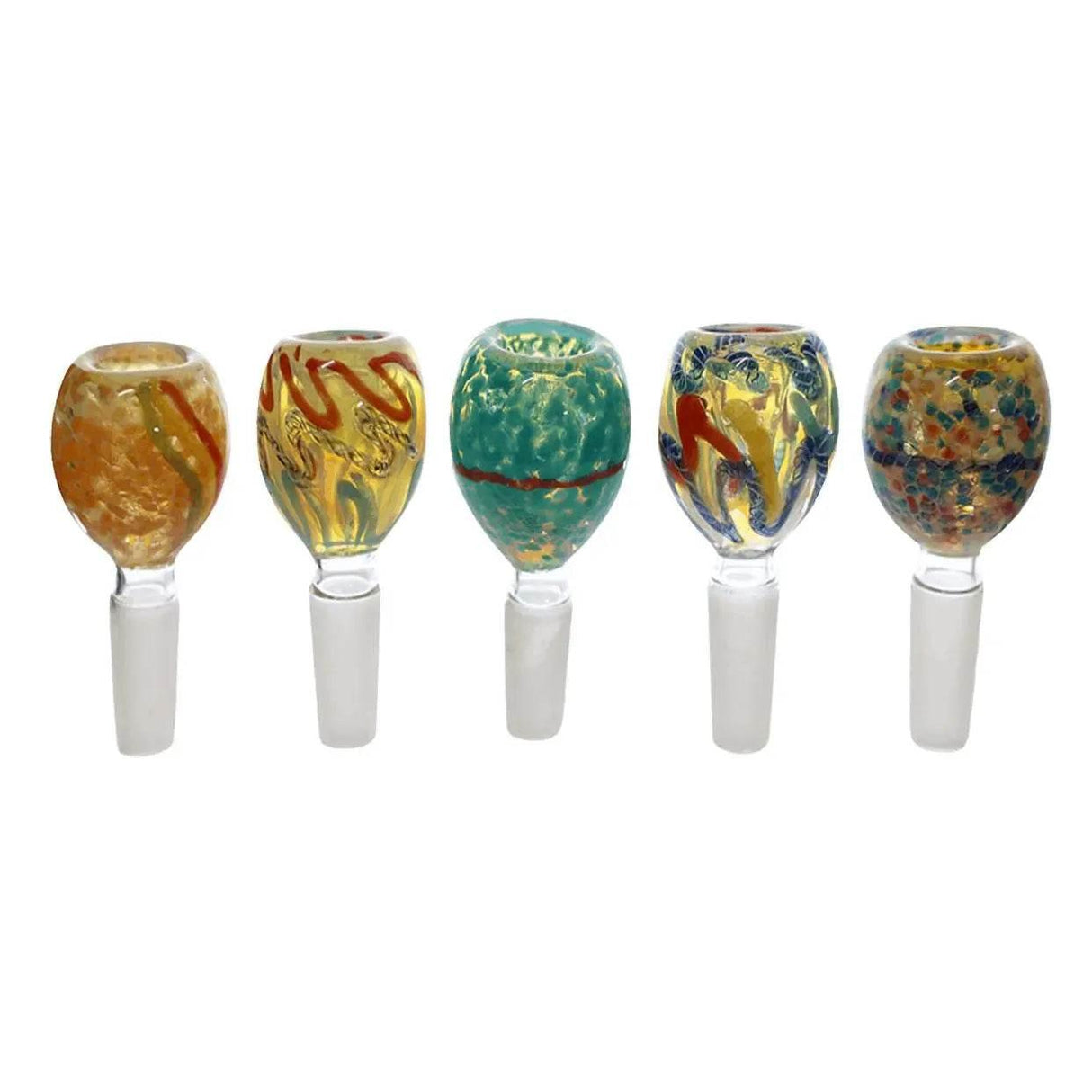 Glass Bowls | 14mm Swirl Striped Frit Bowls - SmokeMEGA