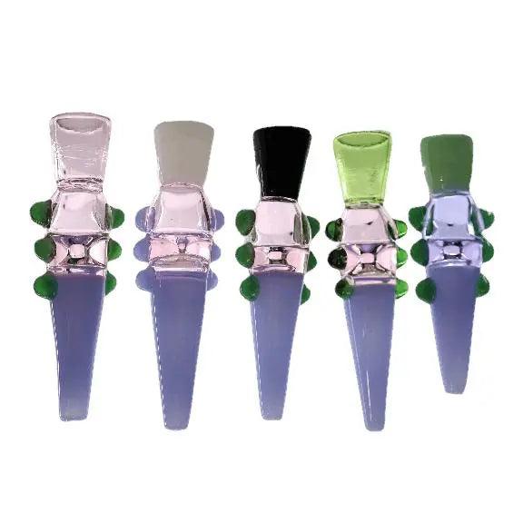 Glass hand pipes with multi-colored dots, handmade 5.5-inch borosilicate glass.