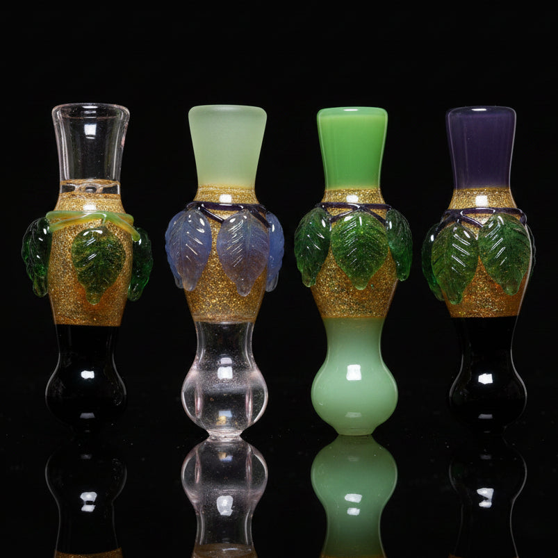 Multi-colored handmade glass hand pipe, 4.5 inches, vibrant and unique design.