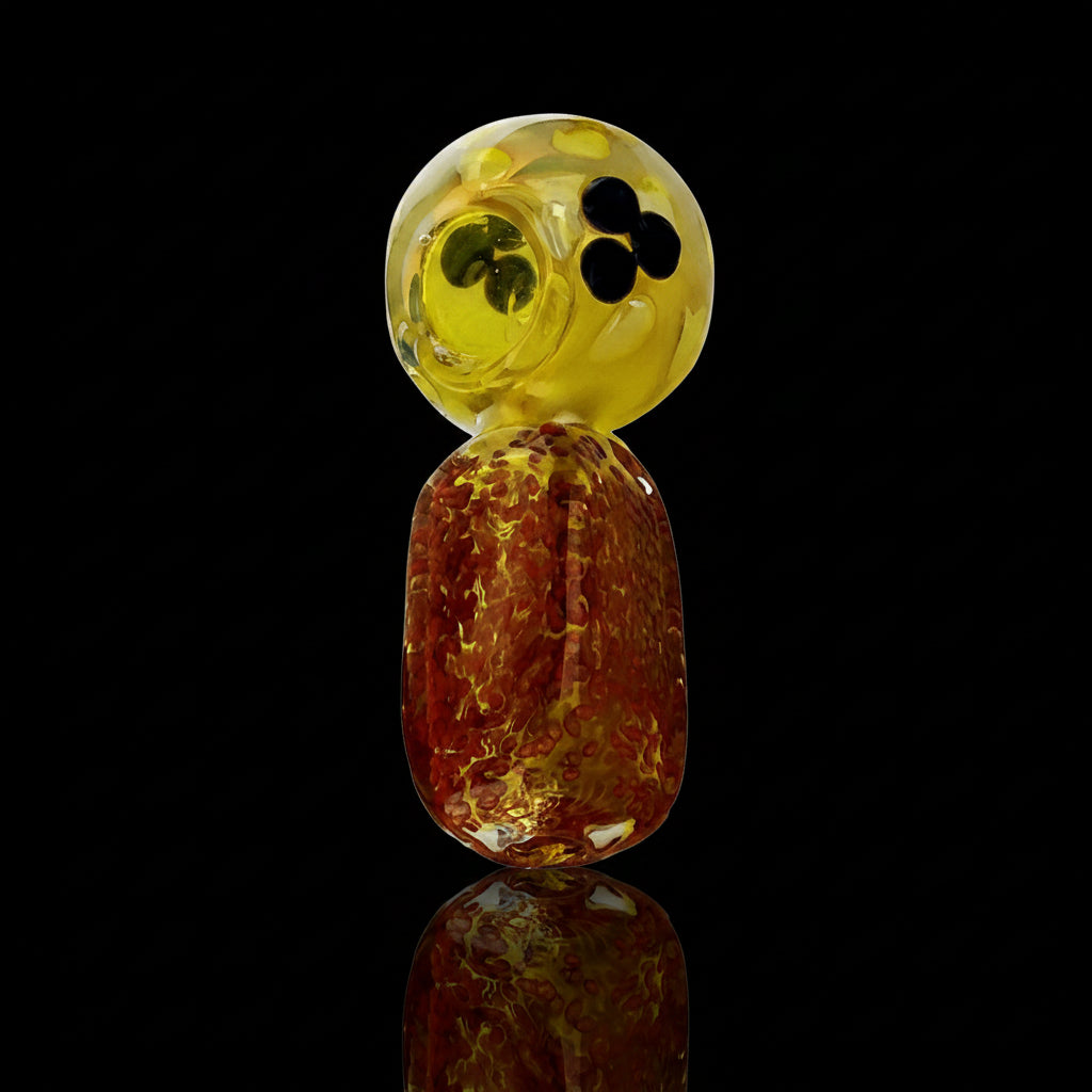 Golden Brickwork Glass Hand Pipe 5" with elegant design, crafted from high-quality borosilicate glass for durability and portability.