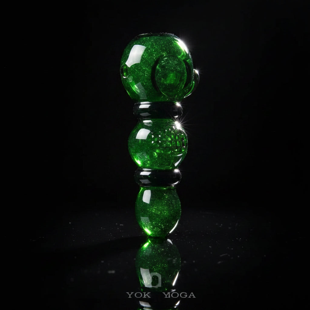 Green Bubble Grip 5" glass hand pipe with bubble design for comfortable handling.