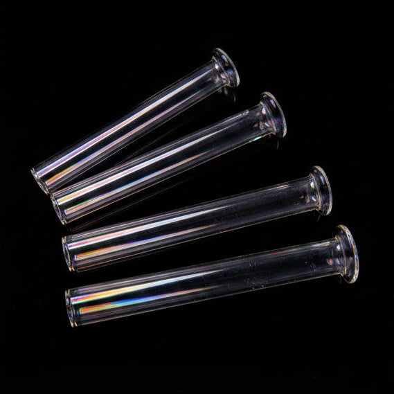 Transparent 3" Curve Head glass tubes made of borosilicate glass for versatile use.