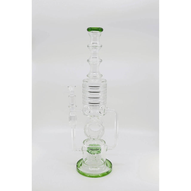 Glass Water Bong | Shower Head Recycle 18 inch Five Button - SmokeMEGA