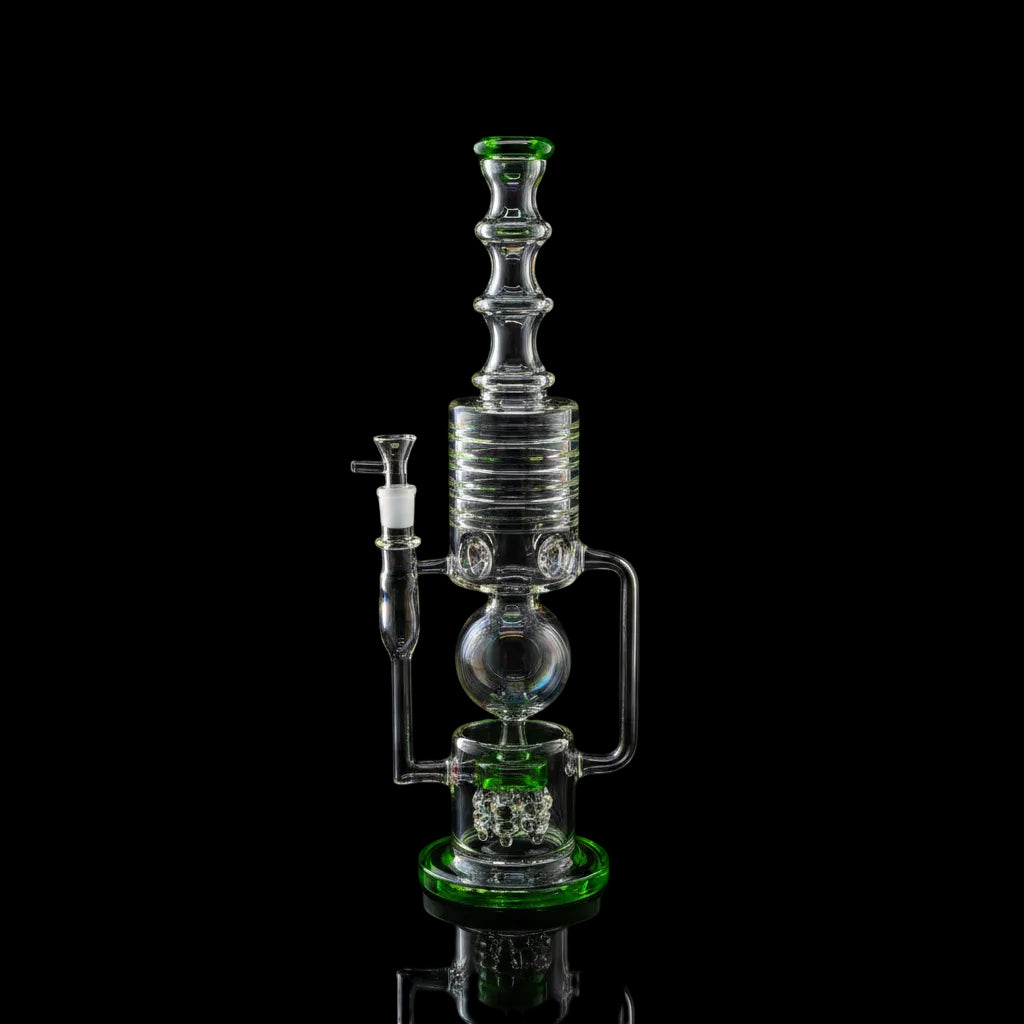 Glass Water Bong | Shower Head Recycle 18 inch Five Button - SmokeMEGA