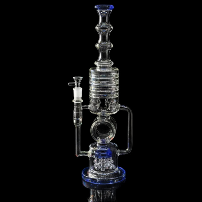 Glass Water Bong | Shower Head Recycle 18 inch Five Button - SmokeMEGA