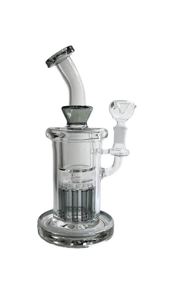 Glass Water Pipe | Bent Neck Tree Perc Color Trim Separate Chamber - SmokeMEGA