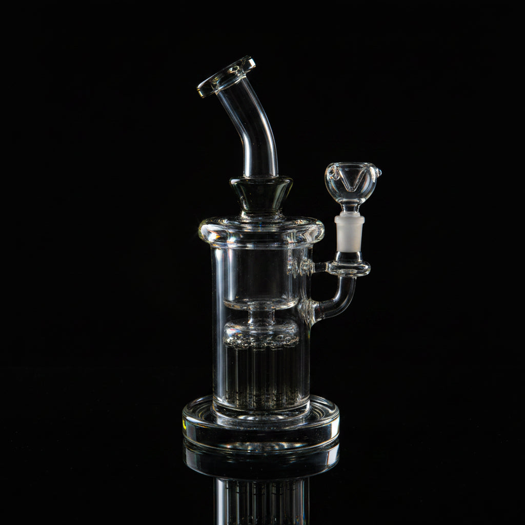 Glass Water Pipe | Bent Neck Tree Perc Color Trim Separate Chamber - SmokeMEGA
