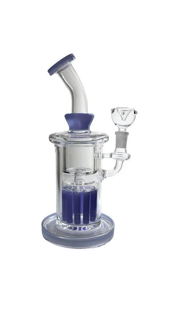 Glass Water Pipe | Bent Neck Tree Perc Color Trim Separate Chamber - SmokeMEGA
