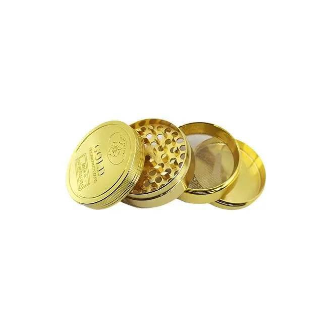 Grinder | 4 Part Gold Metal Color Grinder - SmokeMEGA