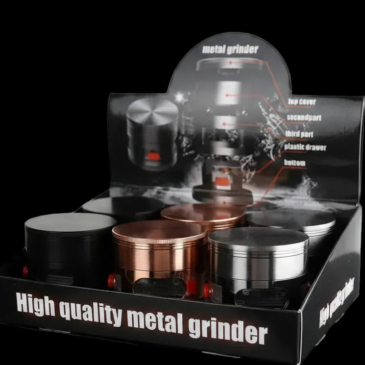 Grinder| |5 Part Heavy Duty Grinder With Sliding Spout Dispenser - SmokeMEGA