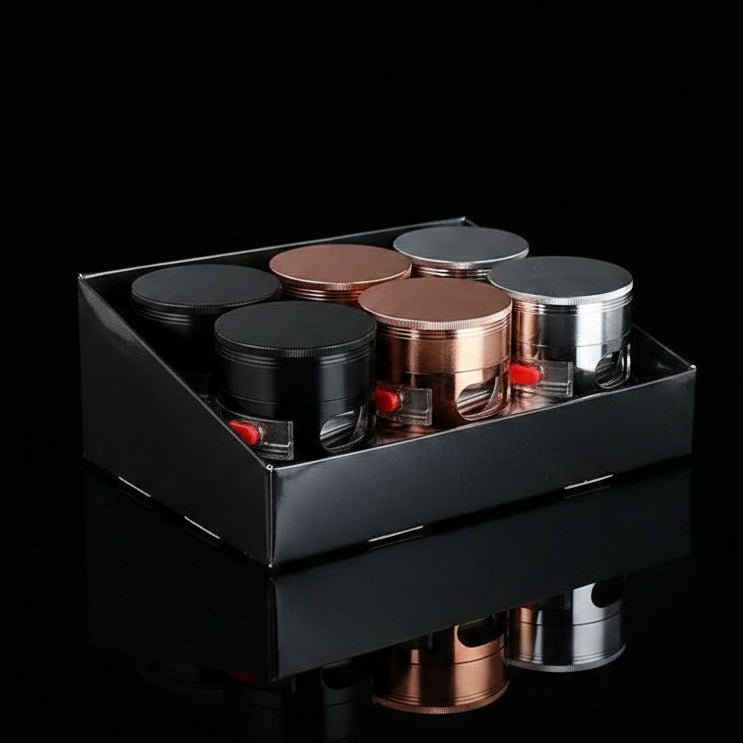 Grinder| |5 Part Heavy Duty Grinder With Sliding Spout Dispenser - SmokeMEGA