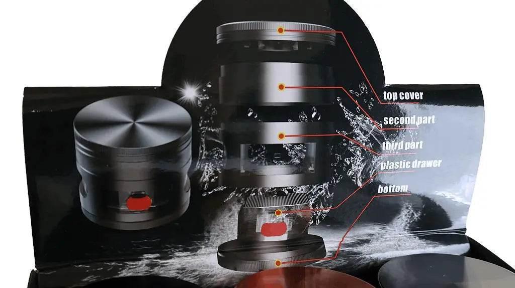 Grinder| |5 Part Heavy Duty Grinder With Sliding Spout Dispenser - SmokeMEGA