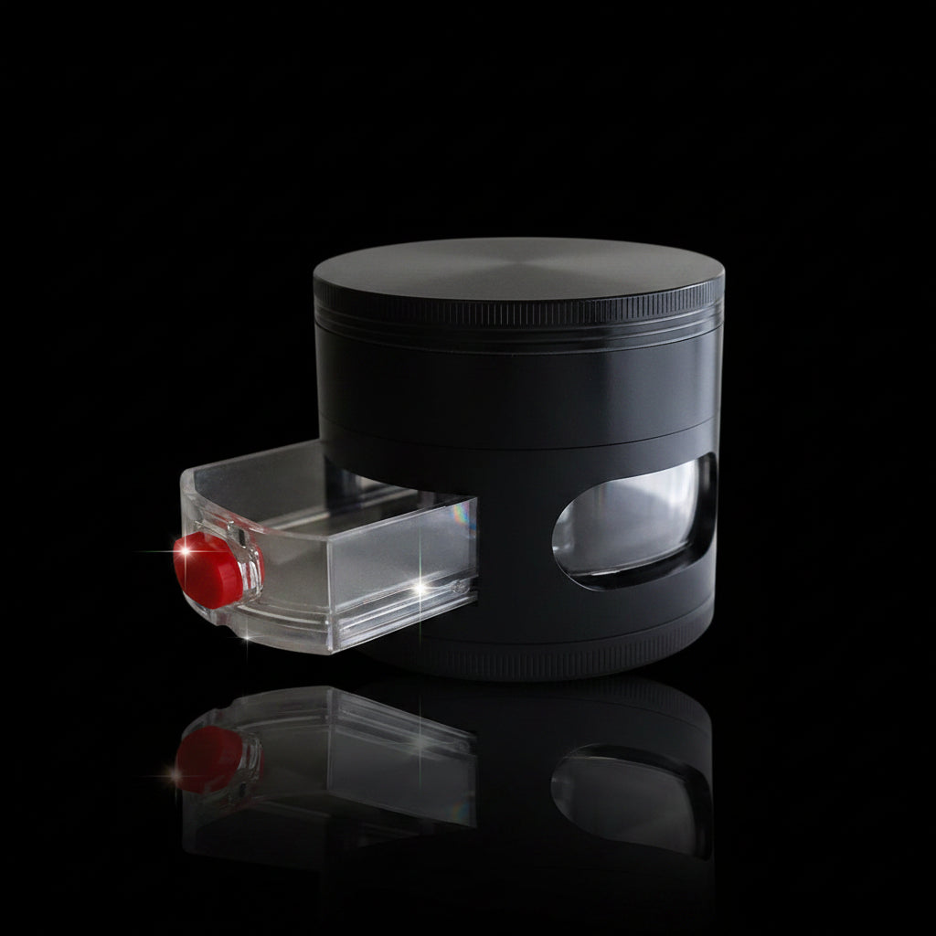 Grinder| |5 Part Heavy Duty Grinder With Sliding Spout Dispenser - SmokeMEGA