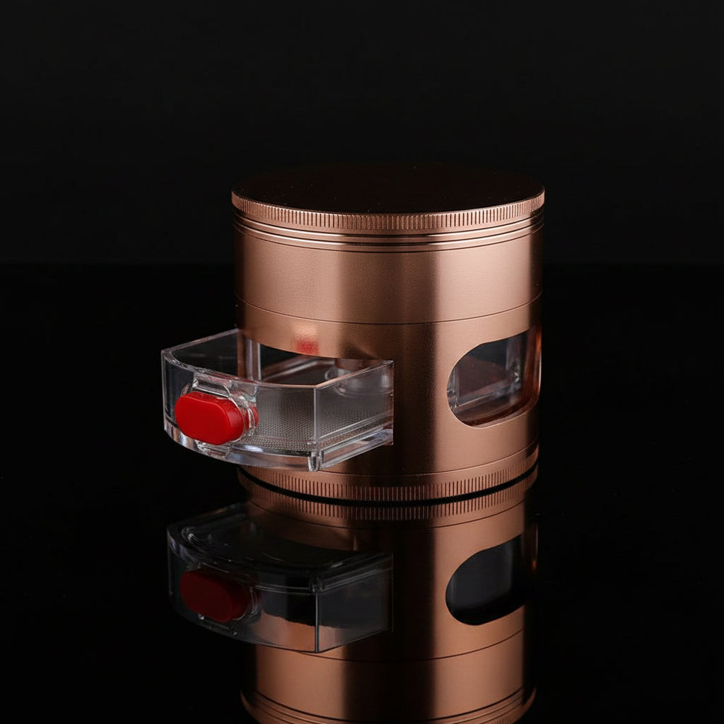 Grinder| |5 Part Heavy Duty Grinder With Sliding Spout Dispenser - SmokeMEGA