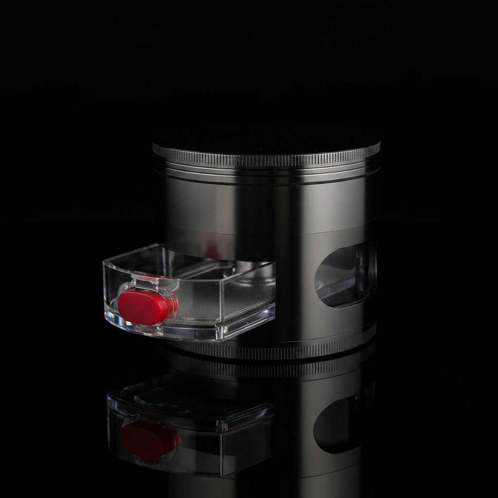Grinder| |5 Part Heavy Duty Grinder With Sliding Spout Dispenser - SmokeMEGA