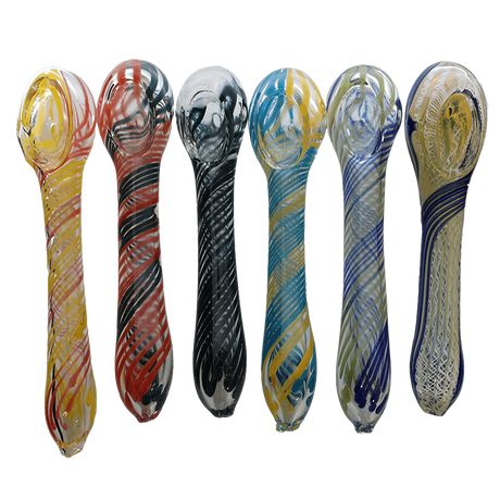 Hand Pipe | 4" Hand Pipe Color Line Swirling Art Crack Pipe