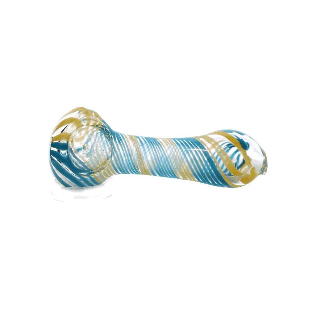 HAND PIPE | 4" Hand Pipe Color Line Swirling Art Crack Pipe